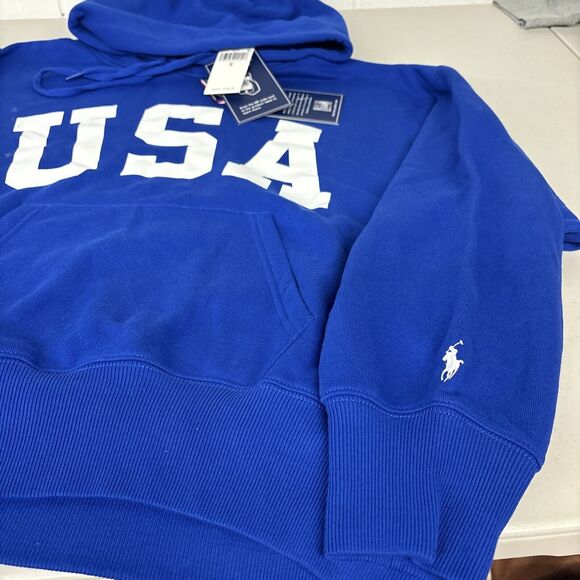 New Men's Small S $168 As Is (stain) Polo Ralph Lauren USA OLYMPICS BLUE HOODIE - Picture 4 of 5